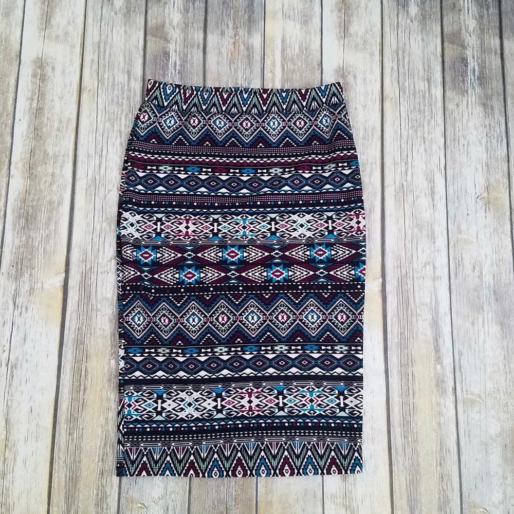 Tribal Midi Pencil Skirt